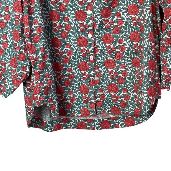 Tulip Top Button Down Floral Tunic 100% Cotton Long Sleeve Size Large Boxy - Picture 4 of 13